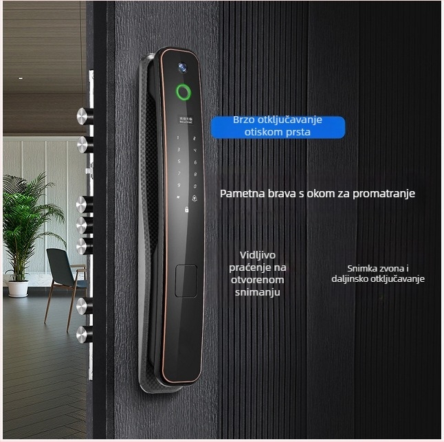Pametna brava s otiskom prsta i vidljivim prozorom za gledanje, model Z29; pohrana otisaka prstiju 100; do 100000 otključavanja; vrijeme skeniranja <0.025s; usporedba 1:1
