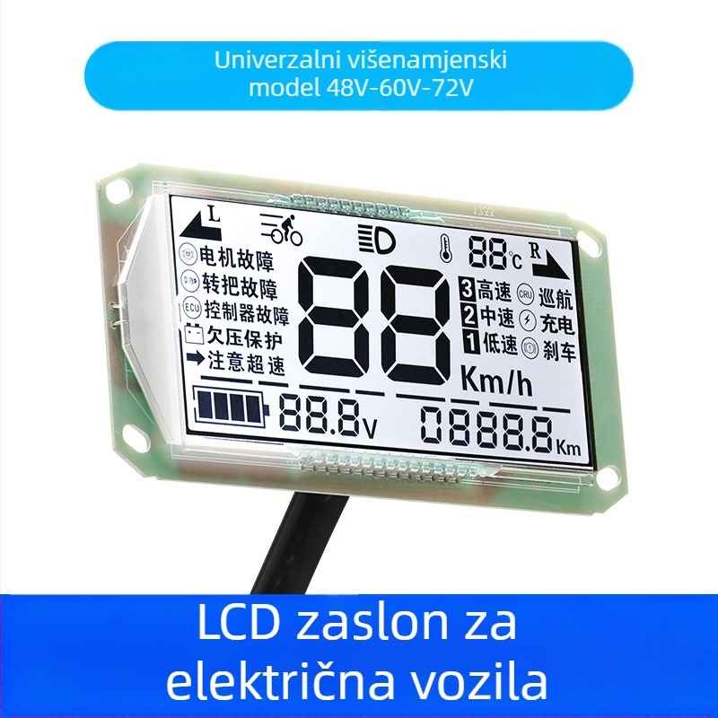 LCD zaslon za električno vozilo, za instrument ploču – univerzalni 48V/60V/72V, LED, 1920x1080