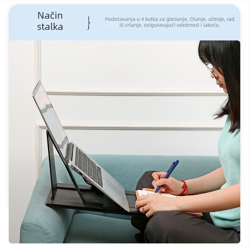 Sklopiva podrška za laptop i tablet s pločom od kože visoke gustoće – kompatibilna sa svim modelima, težina 1100 g, prenosni noćni stol