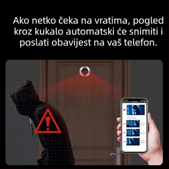Interkom za vrata s vizualnom kamerom i zaslonom, model Smart Cat Eye, punjiv, 5V, za kućnu upotrebu (obiteljska kuća, vila, stan)