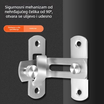 Nehrđajući čelik 90° kutni zasun za vrata, unutarnje vrata, kompatibilan s lijevim i desnim vratima