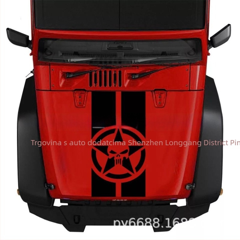 X-294 Naljepnica za prednji kap Jeep Wrangler – Kosturni uzorak, PET materijal, Brand Product Art, Serija X