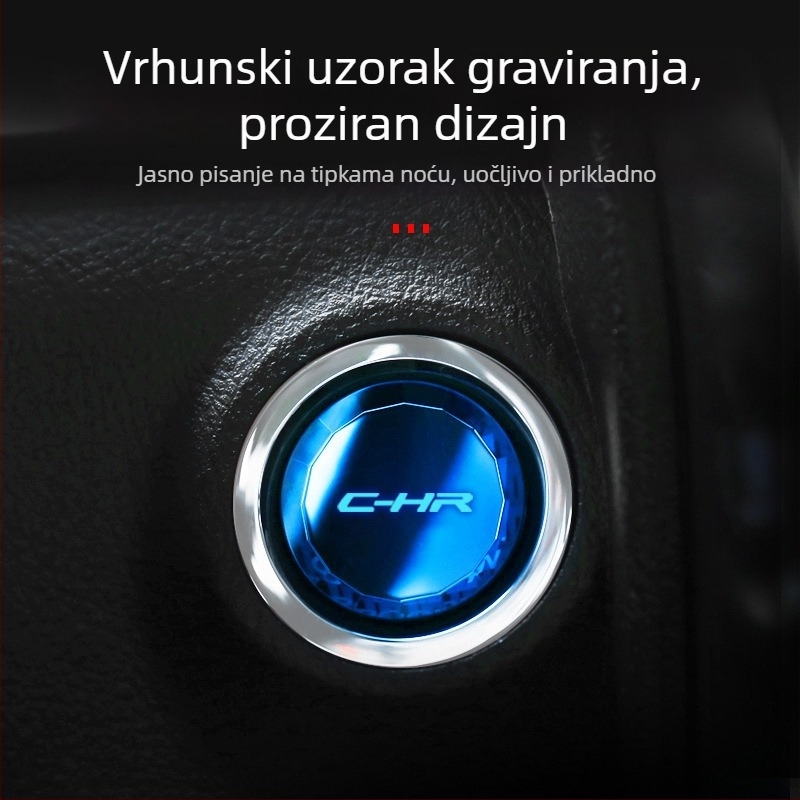 Dekorativni prsten za paljenje Toyota C-HR – model C-HR001, plastični dio, poklopac gumba za paljenje jednim pritiskom, mogućnost prilagodbe, bez logotipa