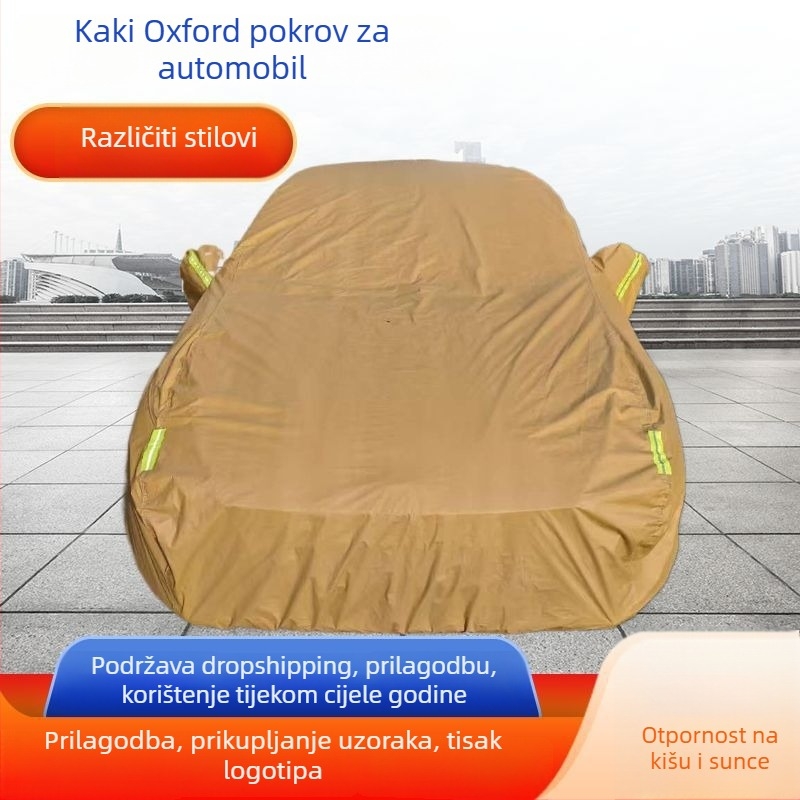 Navlaka za automobil od Oxford tkanine, potpuno pokrivena, ojačana za zaštitu od sunca i kiše, univerzalna za sve sezone, prilagodljiva
