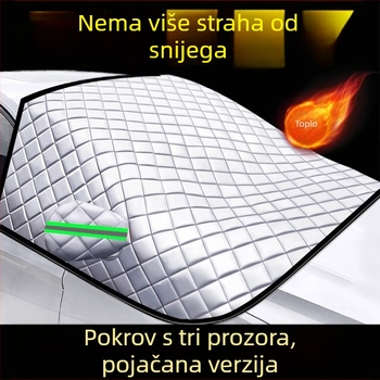 Univerzalno pokrivalo za prednje staklo automobila - PVC, dvostruki sloj, povlačna ugradnja, karirani uzorak