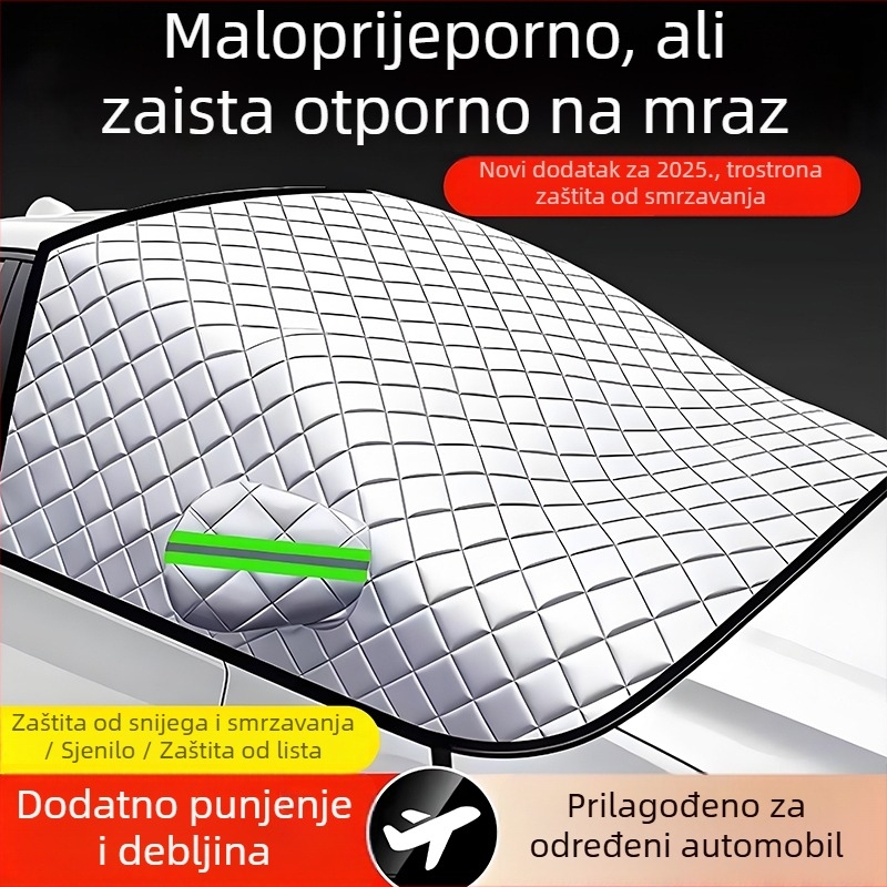 Univerzalno pokrivalo za prednje staklo automobila - PVC, dvostruki sloj, povlačna ugradnja, karirani uzorak
