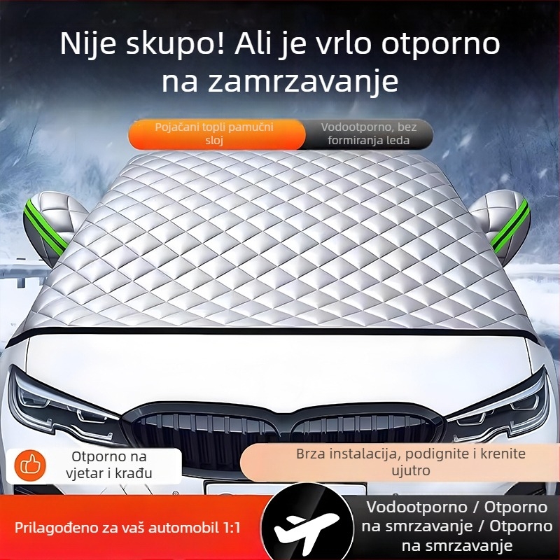 Univerzalno pokrivalo za prednje staklo automobila - PVC, dvostruki sloj, povlačna ugradnja, karirani uzorak