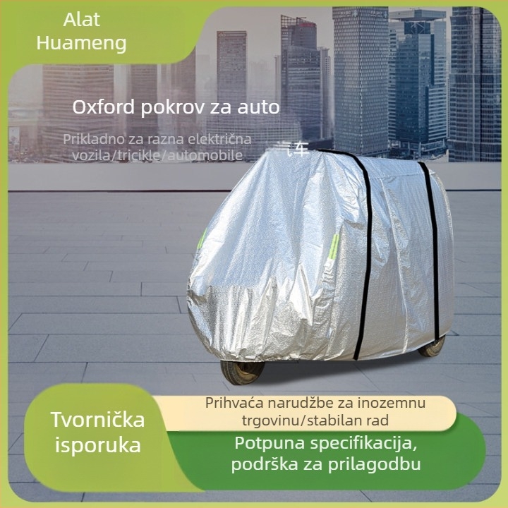 Zaštitni pokrov za električni tricikl, aluminijska folija, prilagodljivo, pogodno za električne tricikle i skutere za starije osobe, šifra proizvoda: Zaštitni pokrov za električno vozilo
