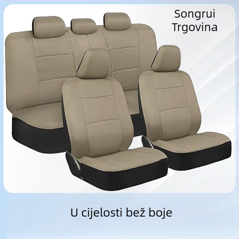Set navlaka za sjedala automobila za 5 mjesta, univerzalni, potpuno pokrivanje, tkanina, 9komada