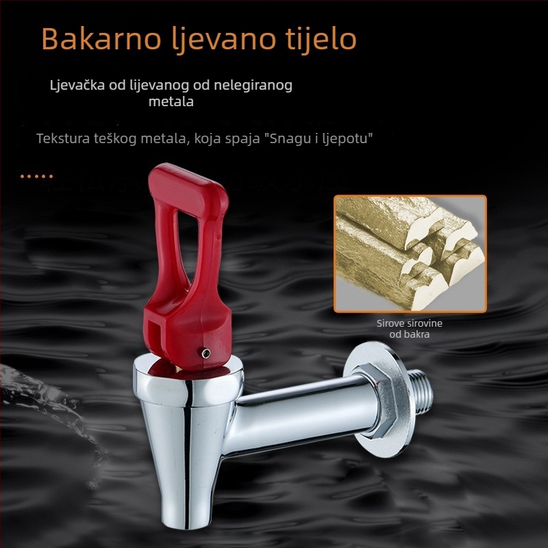 Komercijalni električni vodovodni čep za toplu vodu s izoliranim spremnikom, konstrukcija od bakra, nehrđajućeg čelika i aluminija, model 2492304, nehrđajući ventil, upravljanje ključem, spoj s jednim priključkom