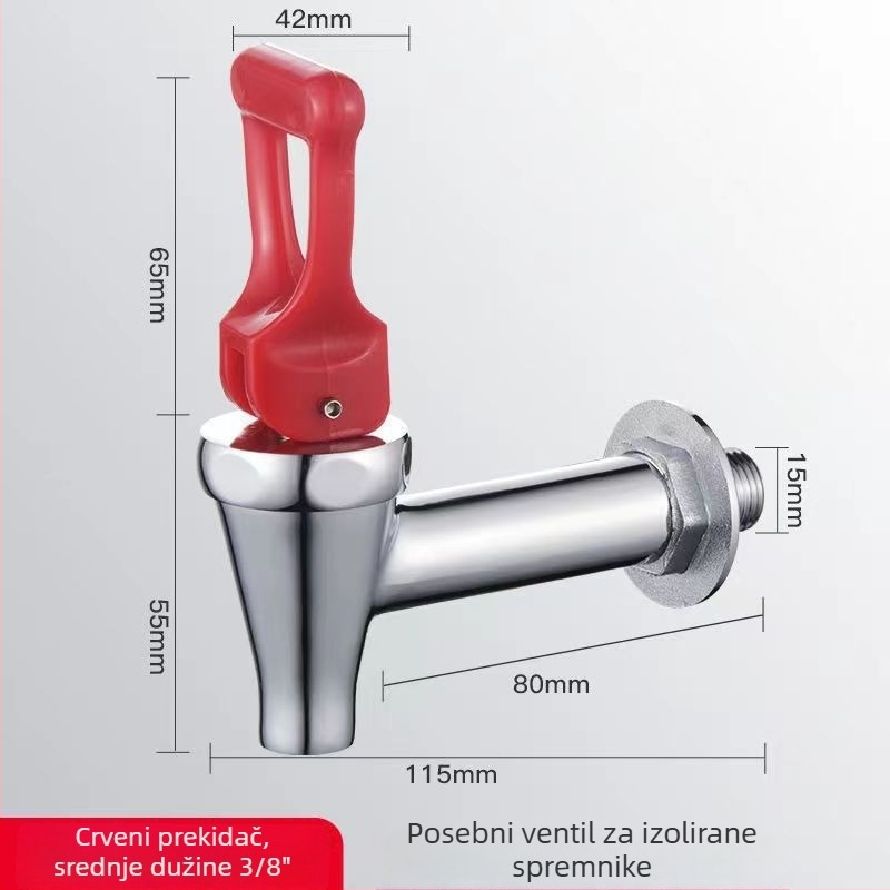 Komercijalni električni vodovodni čep za toplu vodu s izoliranim spremnikom, konstrukcija od bakra, nehrđajućeg čelika i aluminija, model 2492304, nehrđajući ventil, upravljanje ključem, spoj s jednim priključkom