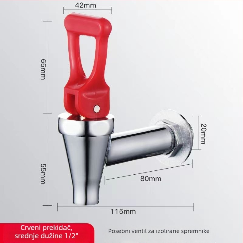 Komercijalni električni vodovodni čep za toplu vodu s izoliranim spremnikom, konstrukcija od bakra, nehrđajućeg čelika i aluminija, model 2492304, nehrđajući ventil, upravljanje ključem, spoj s jednim priključkom