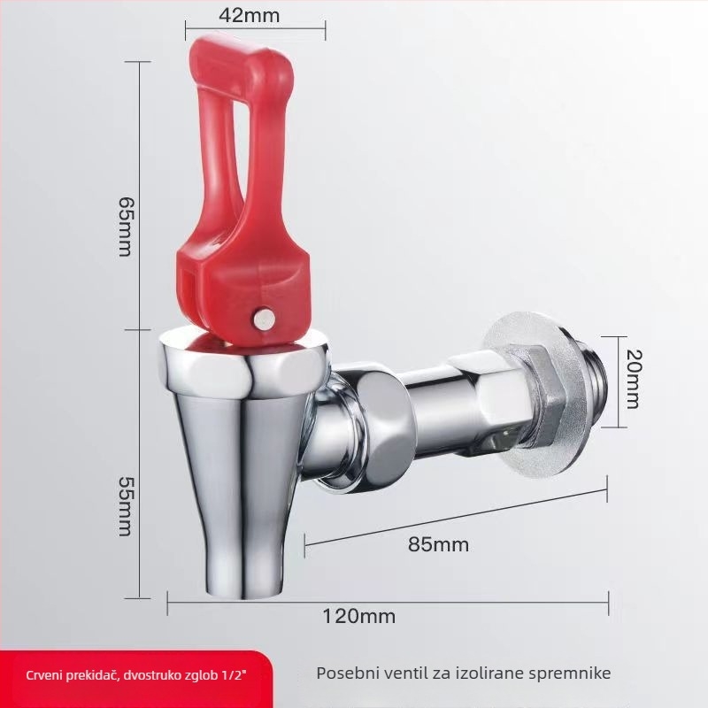 Komercijalni električni vodovodni čep za toplu vodu s izoliranim spremnikom, konstrukcija od bakra, nehrđajućeg čelika i aluminija, model 2492304, nehrđajući ventil, upravljanje ključem, spoj s jednim priključkom