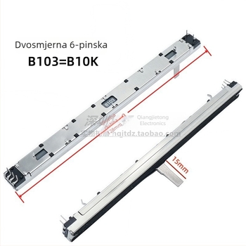 Dvokanalni Push-Pull potenciometarski fader, 10K, A/B tip krivulje, za mixer
