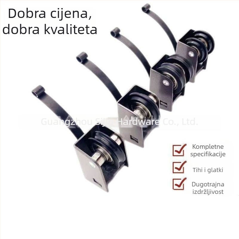 Klizni sustav za staklena vrata s dvostrukim žlijebom, bočni par dvostrukih koluta, nosivost 80 kg, debljina zida 12 mm, za vrata i prozore, OEM logo