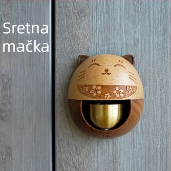 Zvon za vrata sa sretnom mačkom — japanskog stila, metalni zvon, isklesan, Wu Mu marka, poklon za useljenje