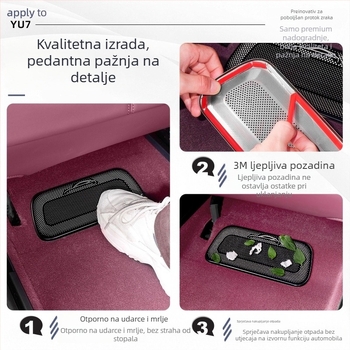 Nehrđajući čelik kapica za zračni otvor Yu7 ispod sjedala — Snap-On montaža na središnju konzolu