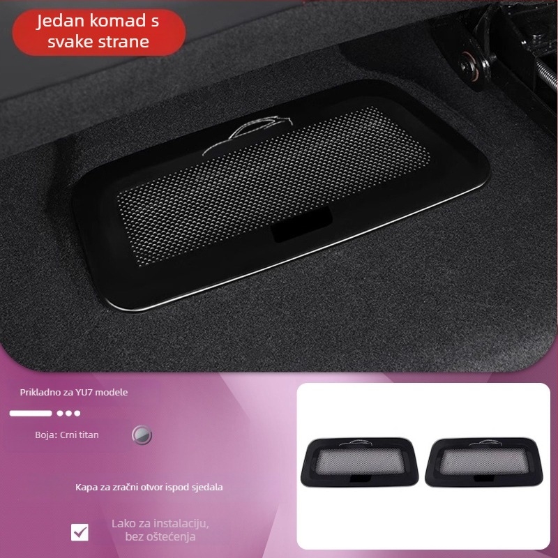 Nehrđajući čelik kapica za zračni otvor Yu7 ispod sjedala — Snap-On montaža na središnju konzolu