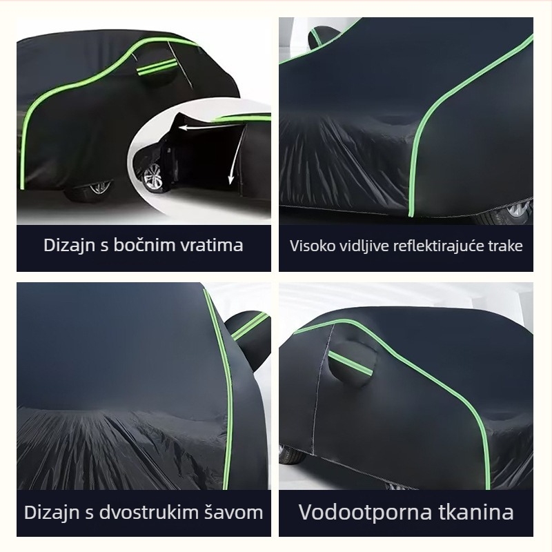 Univerzalna navlaka za automobil od crne Oxford tkanine s aluminijskim filmom, vanjska zaštita od sunca, vodootporna tijekom cijele godine