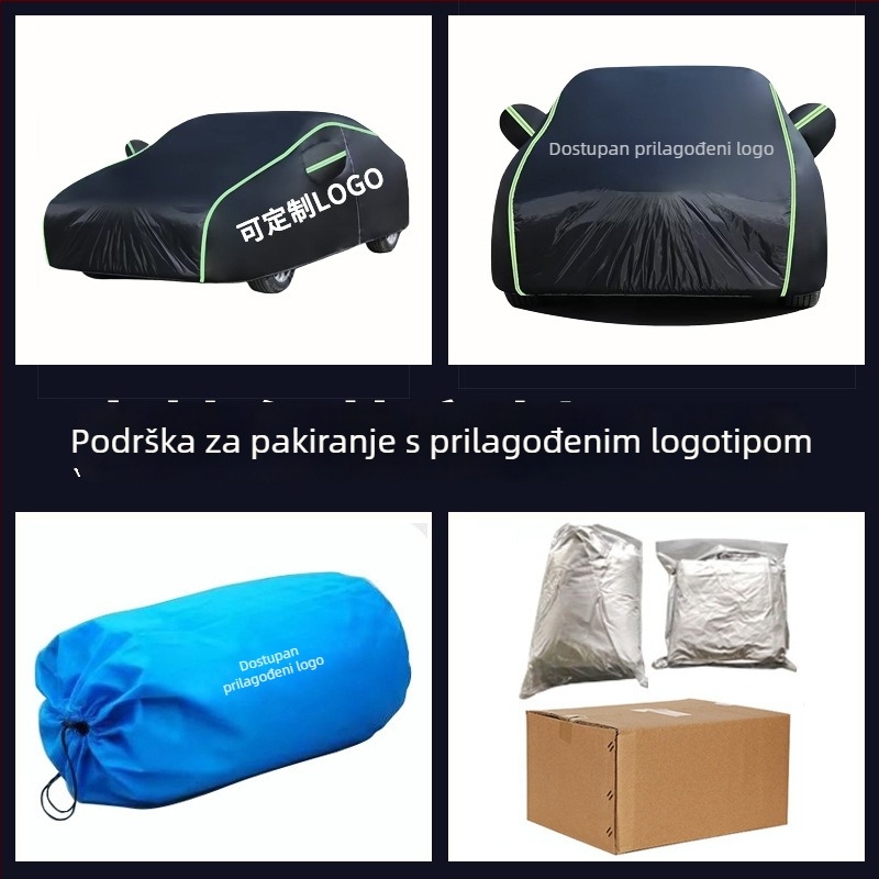 Univerzalna navlaka za automobil od crne Oxford tkanine s aluminijskim filmom, vanjska zaštita od sunca, vodootporna tijekom cijele godine