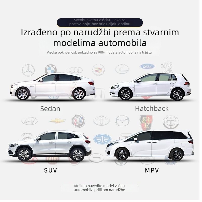 Univerzalna navlaka za automobil od crne Oxford tkanine s aluminijskim filmom, vanjska zaštita od sunca, vodootporna tijekom cijele godine