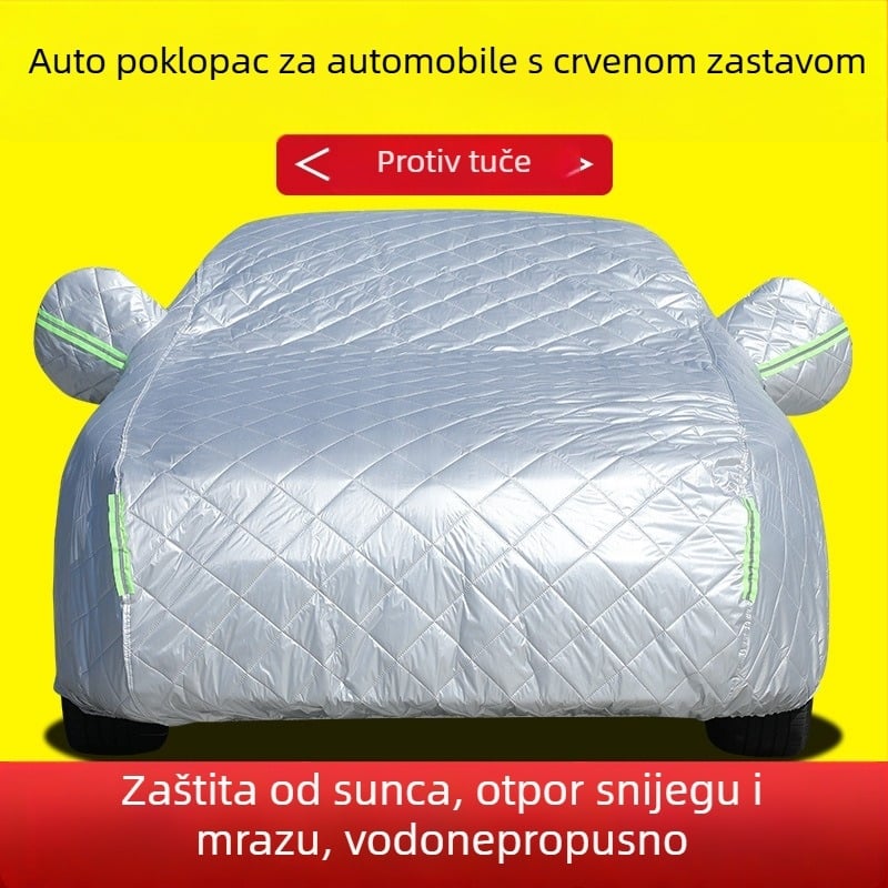 Pokrivalo za automobil s UV zaštitom i toplinskom izolacijom, debeli quilt, vodootporno i otporno na vjetar, materijal: pamuk