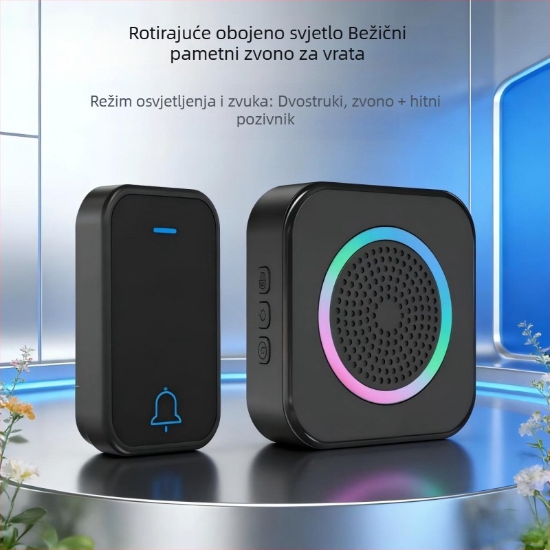 Bežični zvonac za vrata s daljinskim upravljačem, napajanje iz mreže 110-250V, zvonjava 63, potrošnja 0.2W, pogodno za kuću, ured, dom za starije, hotel