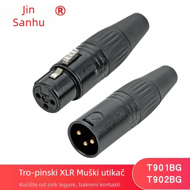 Golden Three Lakes 3-žilni XLR mikrofonski konektor za audio/video, ROHS, -30 do 80 °C