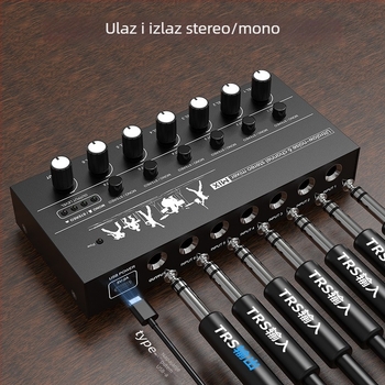 6-kanalni/8-kanalni audio mikser, kompaktni mini mikser za glazbene instrumente, kućište od aluminijske legure i ABS-a