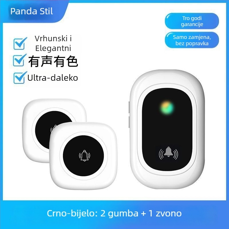 Bežični video zvono za vrata s daljinskim upravljačem velike domete i zvukom visoke glasnoće za kućnu upotrebu; Napajanje: Drugo; Napon: Drugo V; Potrošnja: Drugo W