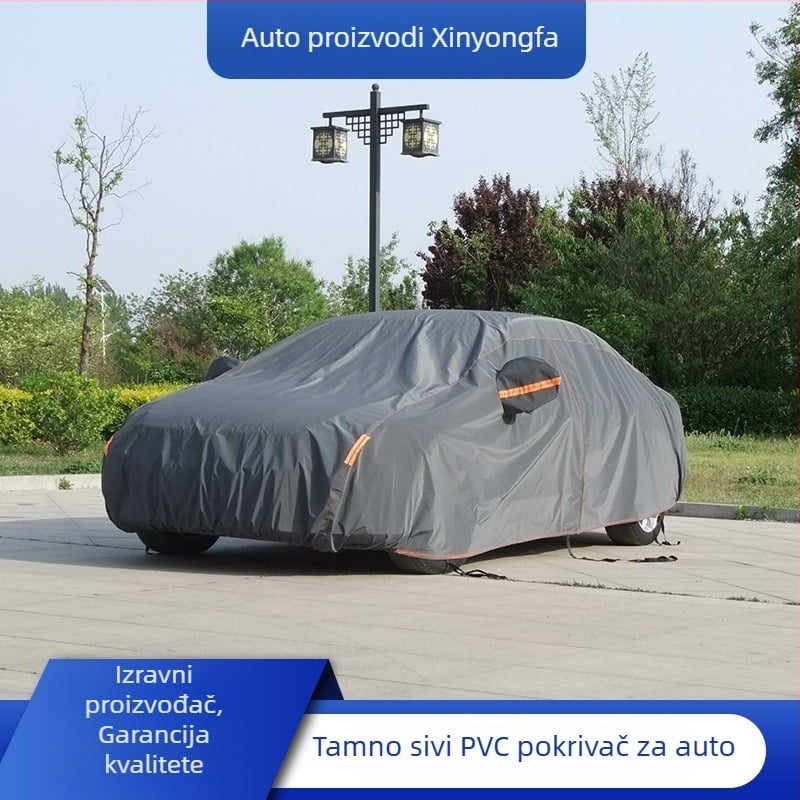 PVC pokrov za automobil s pamukom podstavom, zaštita od kiše i sunca, za sva godišnja doba (Materijal: PVC kemijsko vlakno; Kompatibilnost: automobil; Šifra proizvoda: 004; Prilagodljivo)
