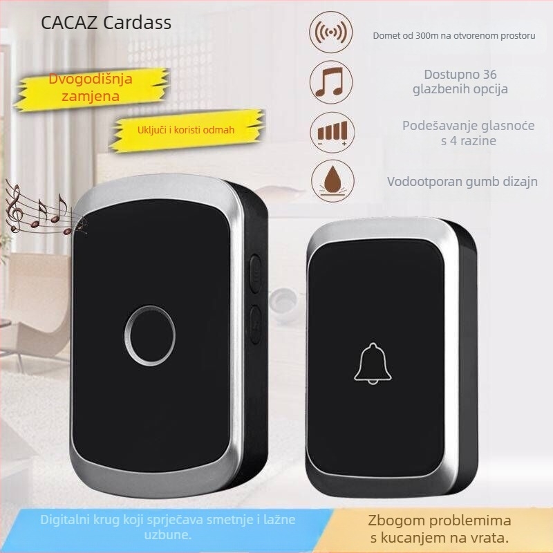 Cajias A20 Bežični zvonac za vrata, domet 300 m, 38 tonova, 110-220 V AC