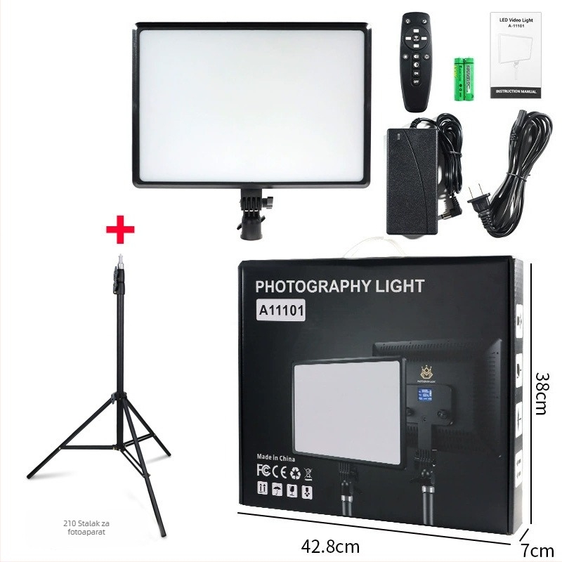 LED panel za dopunsko osvjetljenje, model A111, napajanje baterijom, prenosno za vanjsku fotografiju i prijenos uživo, dvostruka temperatura boje 2500-9900K, snaga 10-50W