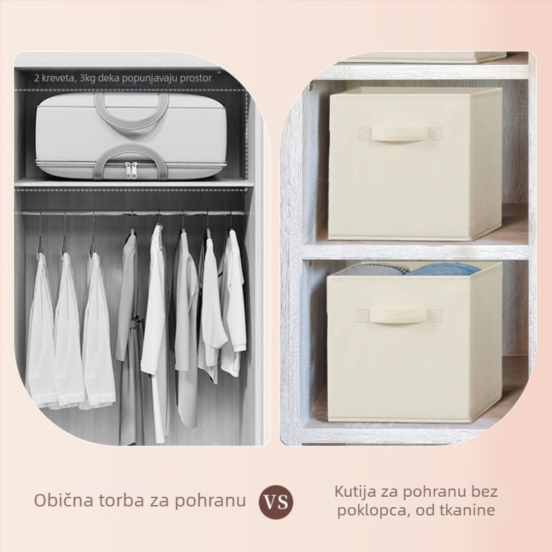 Kvadratna kutija za pohranu, sklopiva i bez poklopca; Materijal: netkana tkanina; Model XS-053; Kapacitet: 18
