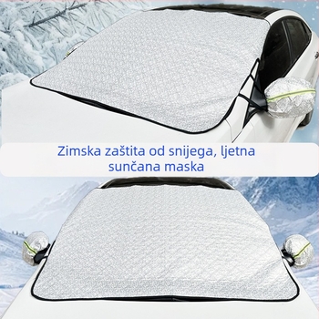 Univerzalni navlaka za vjetrobran automobila protiv snijega s aluminijskom folijom, PP pamukom i netkanom tkaninom, karirani uzorak, 450 g
