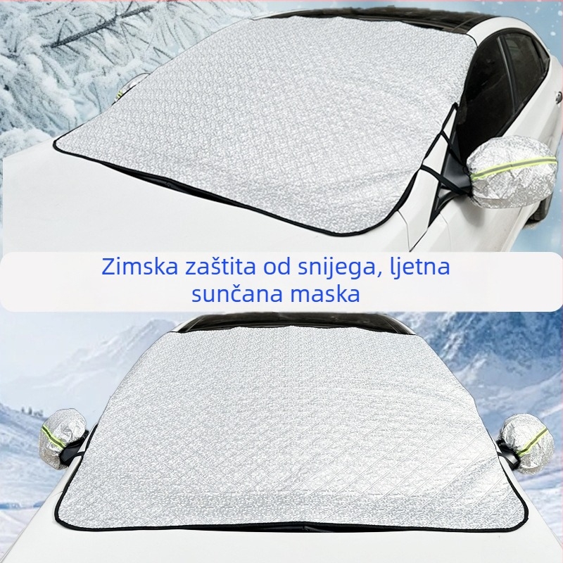 Univerzalni navlaka za vjetrobran automobila protiv snijega s aluminijskom folijom, PP pamukom i netkanom tkaninom, karirani uzorak, 450 g