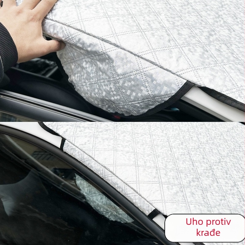 Univerzalni navlaka za vjetrobran automobila protiv snijega s aluminijskom folijom, PP pamukom i netkanom tkaninom, karirani uzorak, 450 g