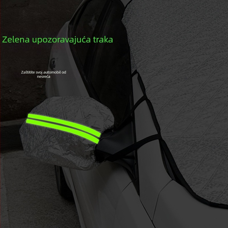 Univerzalni navlaka za vjetrobran automobila protiv snijega s aluminijskom folijom, PP pamukom i netkanom tkaninom, karirani uzorak, 450 g