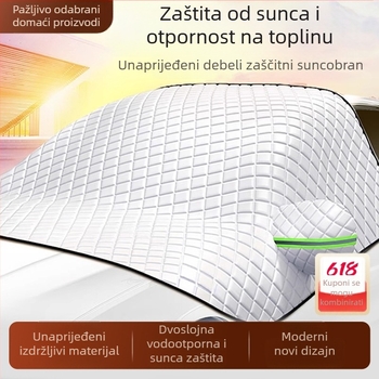 Automobilska zaštita prednjeg vjetrobranskog stakla, dvostruki sloj, aluminijska folija, ugradnja klikom, karirani uzorak, univerzalna kompatibilnost