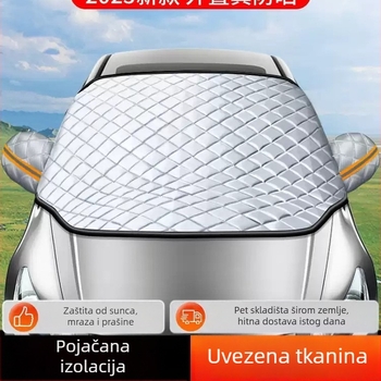 Automobilska zaštita prednjeg vjetrobranskog stakla, dvostruki sloj, aluminijska folija, ugradnja klikom, karirani uzorak, univerzalna kompatibilnost