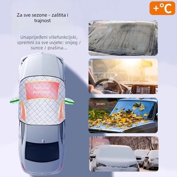 Automobilska zaštita prednjeg vjetrobranskog stakla, dvostruki sloj, aluminijska folija, ugradnja klikom, karirani uzorak, univerzalna kompatibilnost