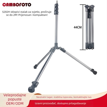 Stalak za rasvjetu za fotografiju, aluminijska legura, nosivost 5 kg, promjer cijevi 23/26 mm, 4 sekcije, težina 0,73 kg