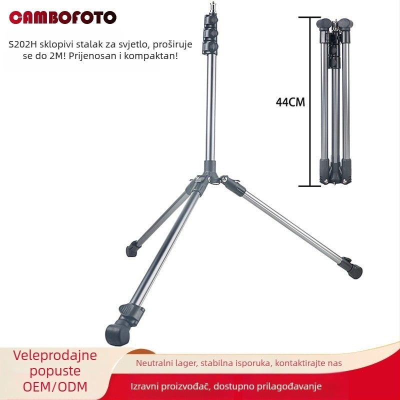 Stalak za rasvjetu za fotografiju, aluminijska legura, nosivost 5 kg, promjer cijevi 23/26 mm, 4 sekcije, težina 0,73 kg