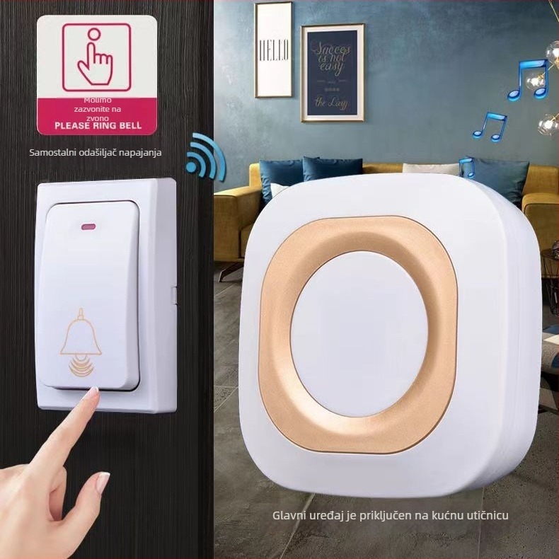 Bežični zvonac za vrata, bez baterija, dugi domet, 36 tonova zvona, model CMF968-W, AC 100–240V