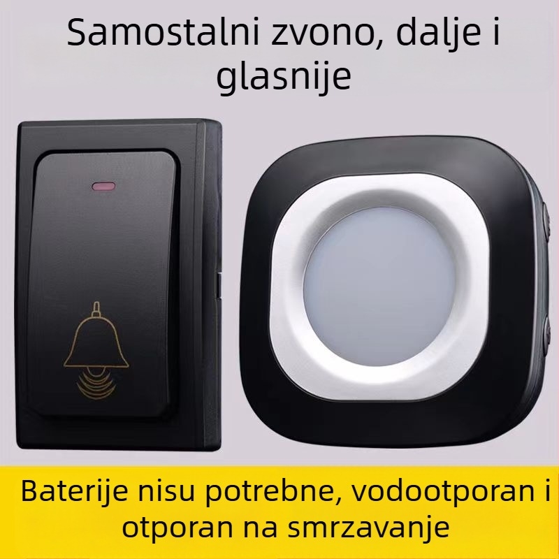 Bežični zvonac za vrata, bez baterija, dugi domet, 36 tonova zvona, model CMF968-W, AC 100–240V