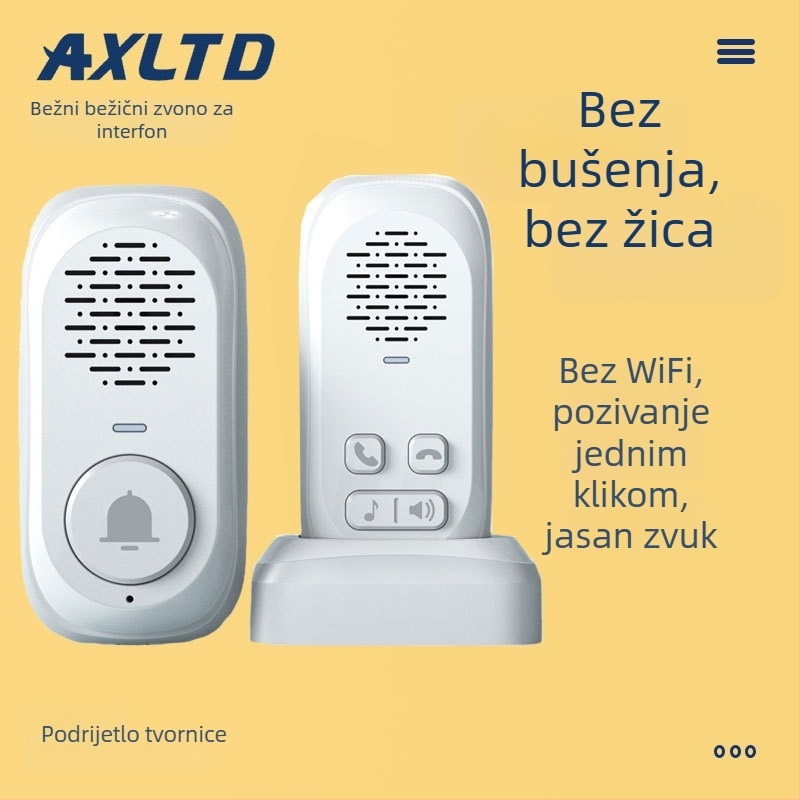 Bežični glasovni interkom za zvono na vrata – dvostrani interkom za vile, S1, 3.7V, 4 tonova, 0.5W