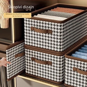 Sklopiva kutija za odlaganje odjeće s uzorkom Houndstooth za kućnu i studentsku upotrebu