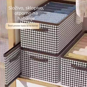 Sklopiva kutija za odlaganje odjeće s uzorkom Houndstooth za kućnu i studentsku upotrebu