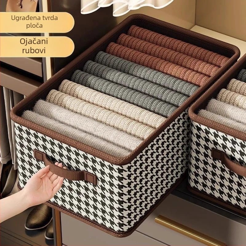 Sklopiva kutija za odlaganje odjeće s uzorkom Houndstooth za kućnu i studentsku upotrebu