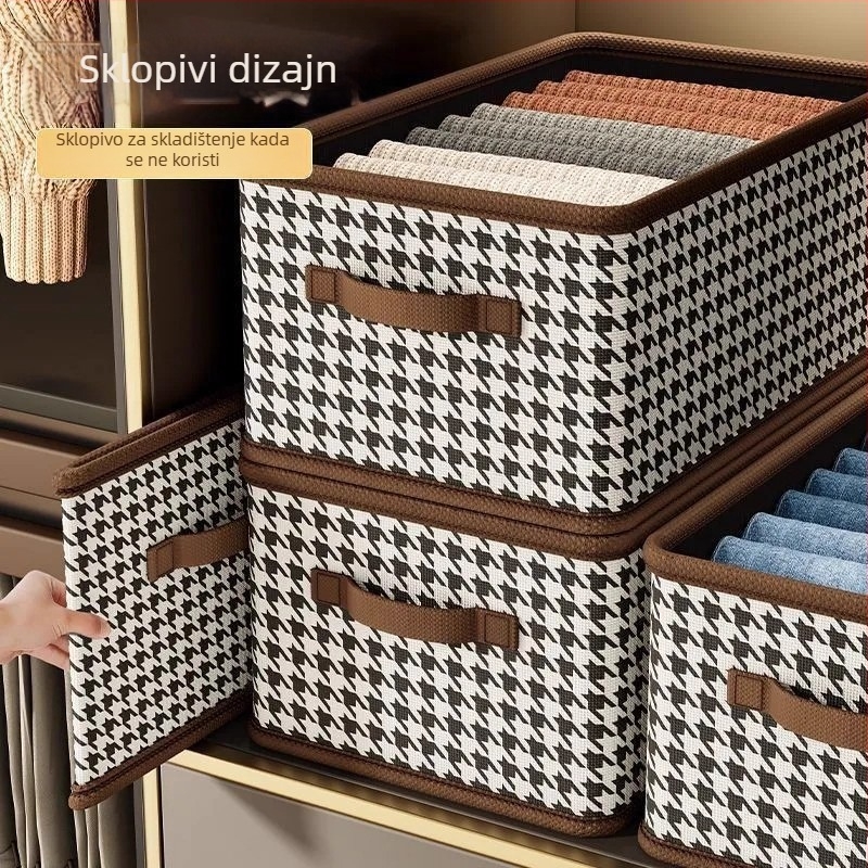 Sklopiva kutija za odlaganje odjeće s uzorkom Houndstooth za kućnu i studentsku upotrebu